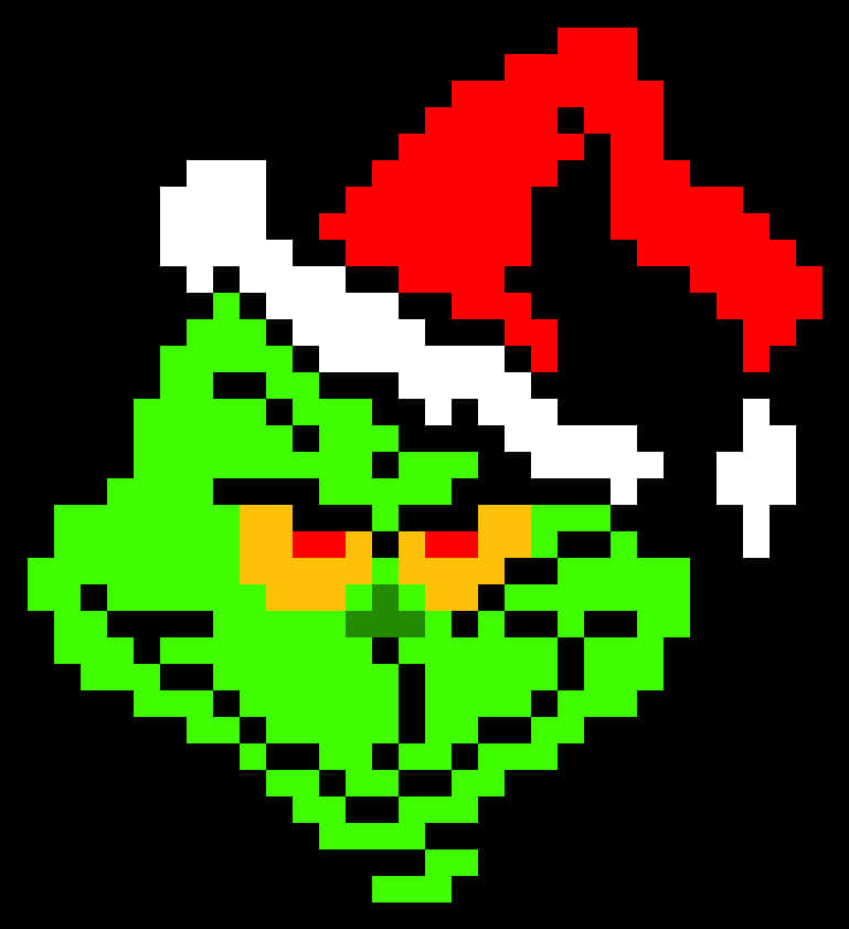 Pixelated Grinch Portrait PNG