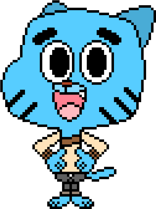 Pixelated Gumball Watterson PNG