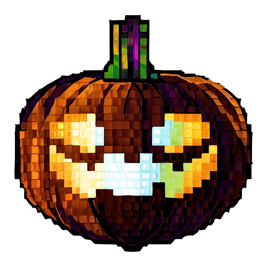 Pixelated Halloween Pumpkin Png 06242024 PNG