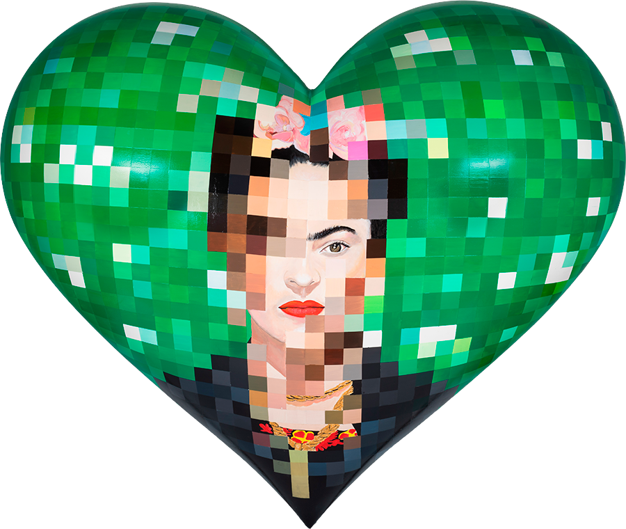 Pixelated Heart Portrait PNG