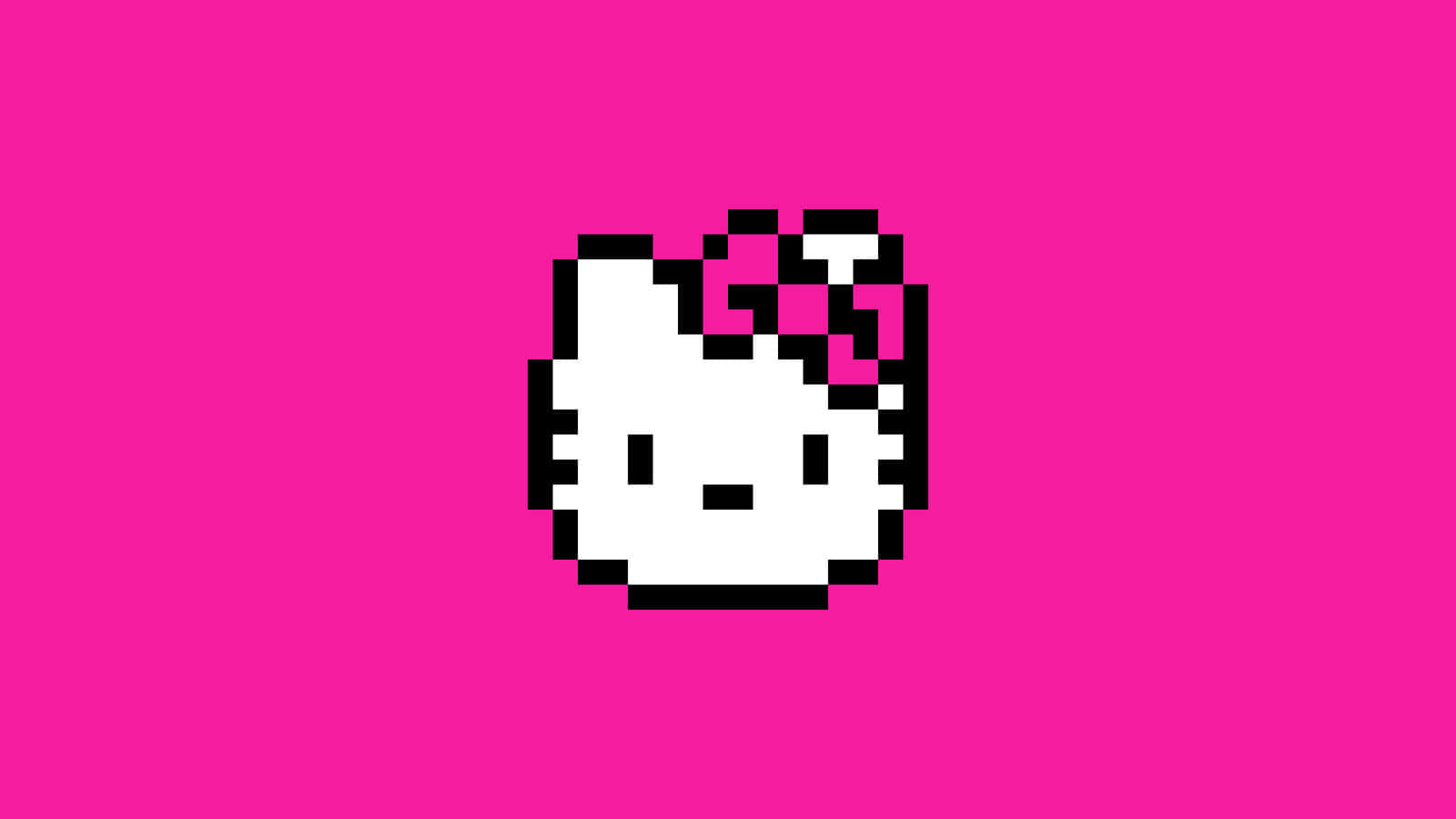 Pixelated Hello Kitty Iconon Pink Background Wallpaper