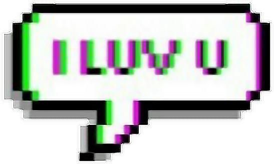 Pixelated I Love You Speech Bubble PNG
