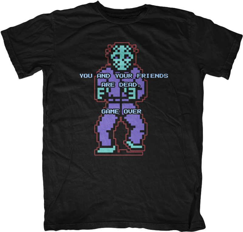 Pixelated Jason Voorhees Game Over T Shirt PNG