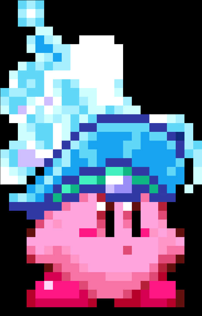 Pixelated Kirby Art PNG