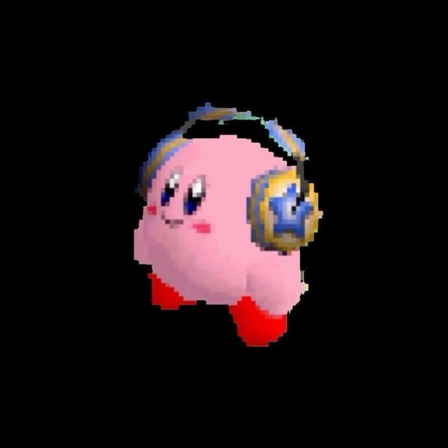 Pixelated Kirby Headphones Art Wallpaper