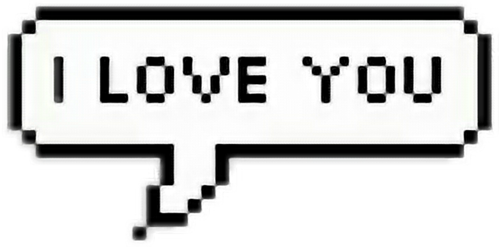 Pixelated Love Message Bubble PNG