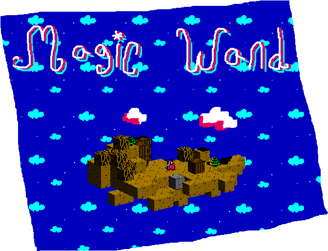 Pixelated Magic Wand Scene PNG
