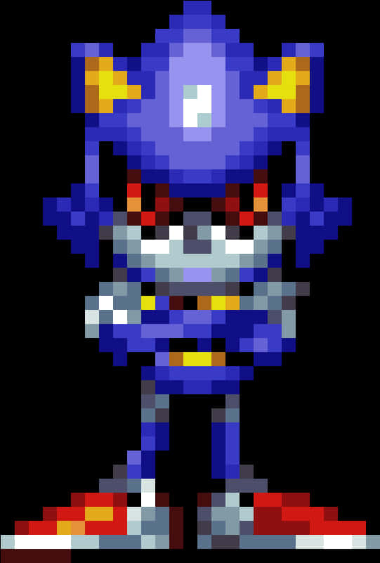 Download Pixelated Metal Sonic Standing | Wallpapers.com