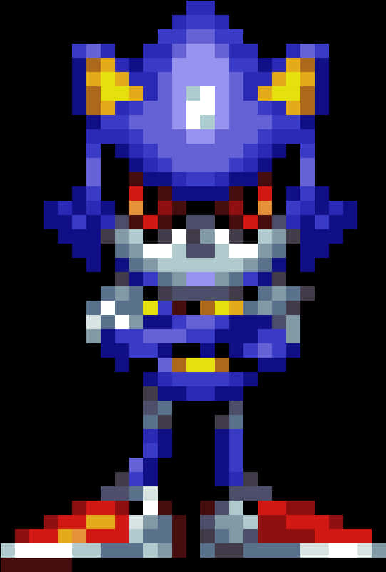 Pixelated Metal Sonic Standing PNG