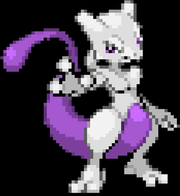 Pixelated Mewtwo Sprite PNG