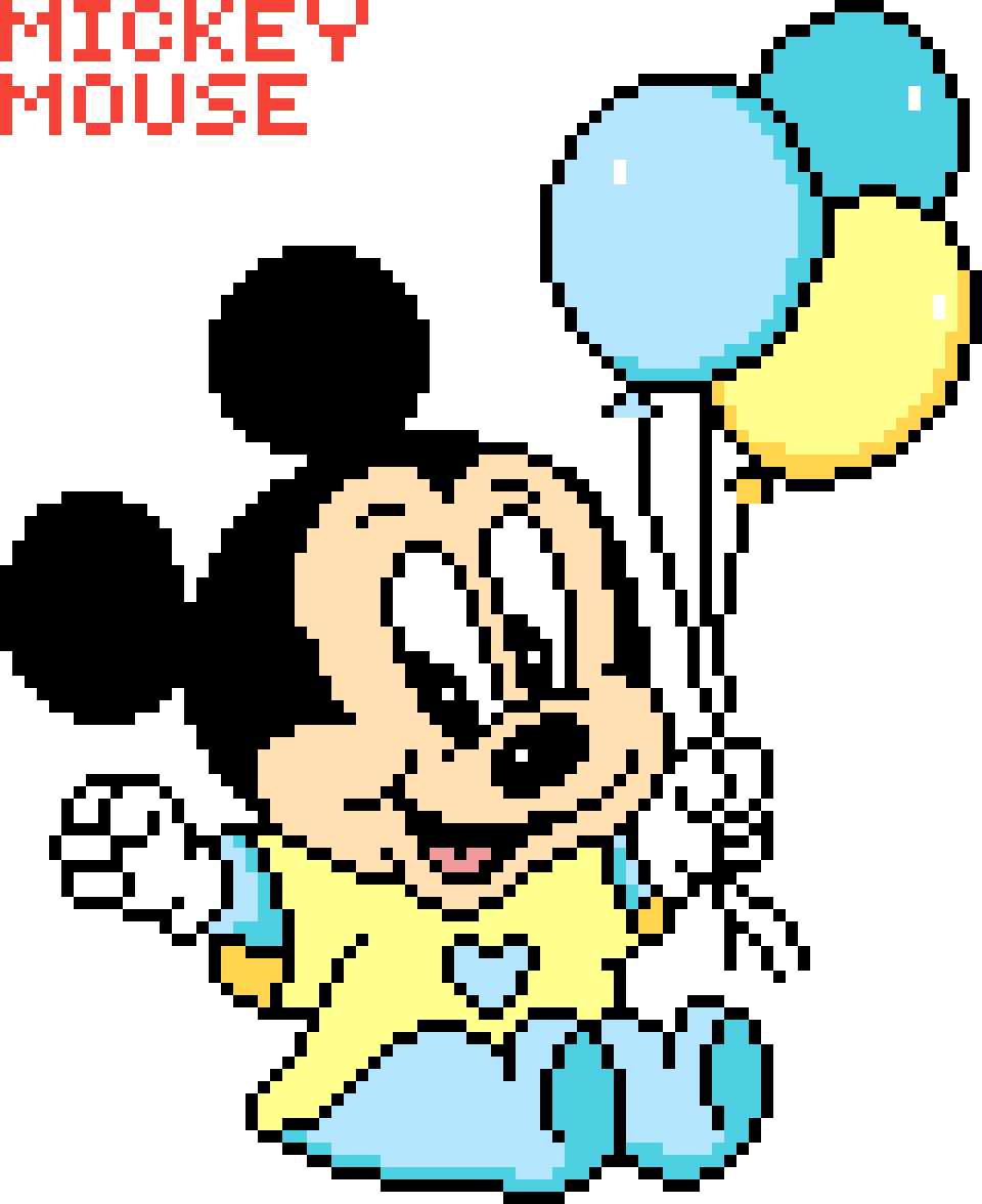 Pixelated Mickeywith Balloons PNG