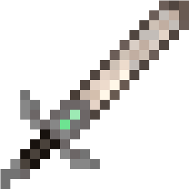 Pixelated Minecraft Diamond Sword PNG