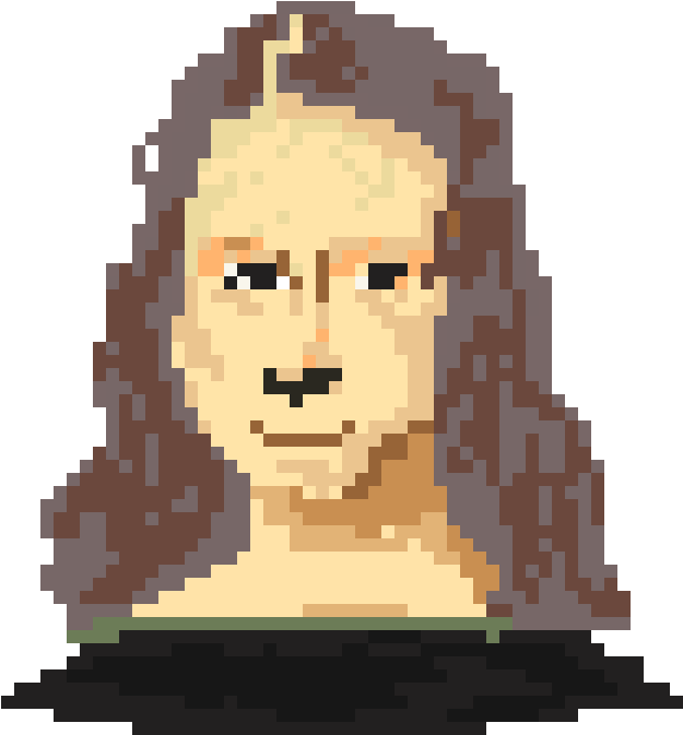 Pixelated Mona Lisa Portrait PNG