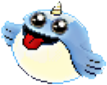 Pixelated Narwhal Cartoon Character PNG