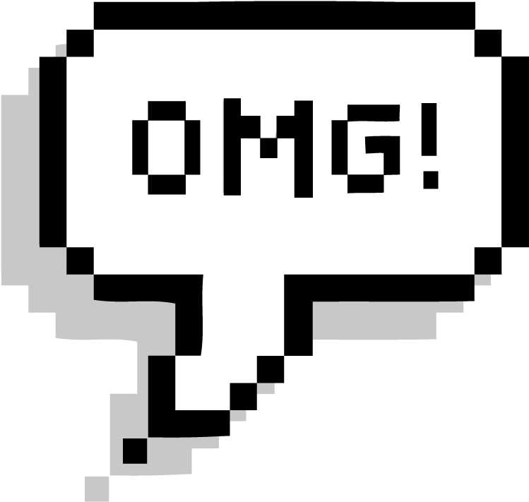 Pixelated O M G Speech Bubble PNG