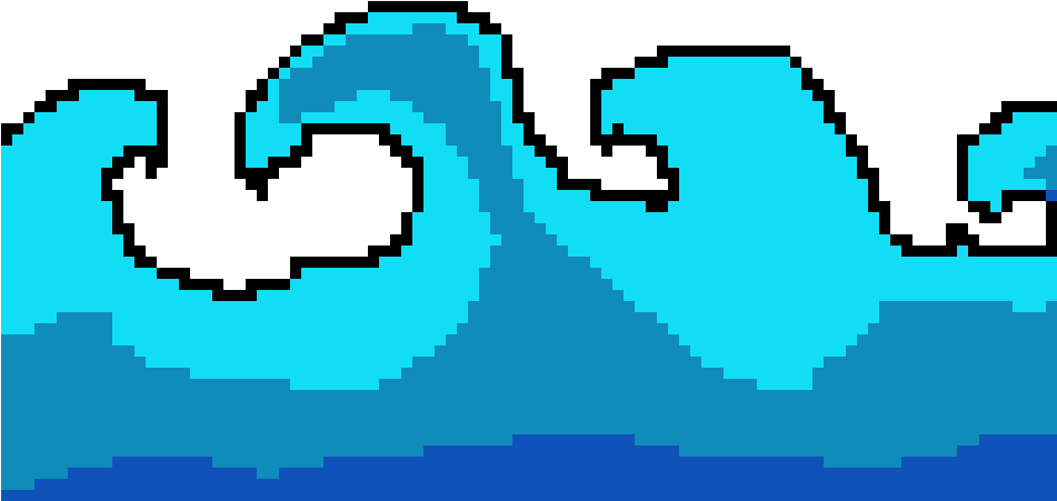 Pixelated Ocean Waves PNG