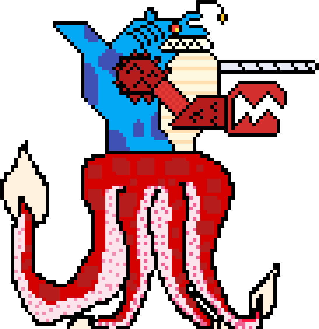 Pixelated Octopus Knight PNG