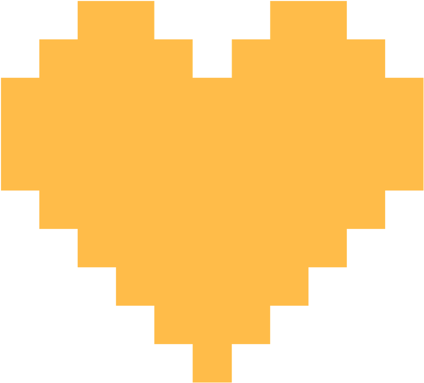 Pixelated Orange Heart Graphic PNG