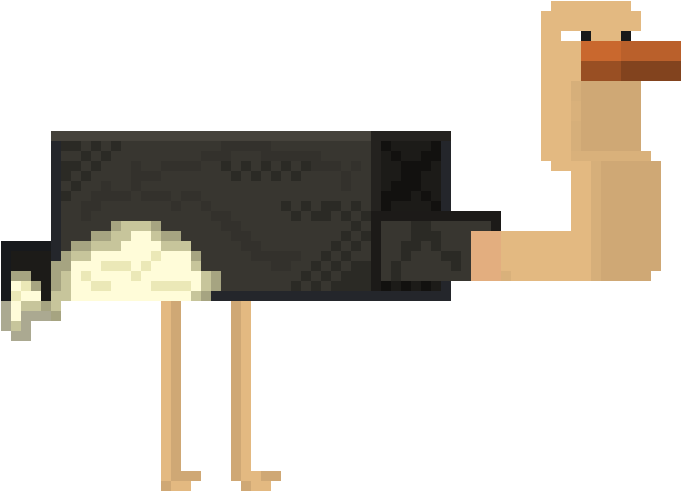 Pixelated Ostrich Cartoon PNG