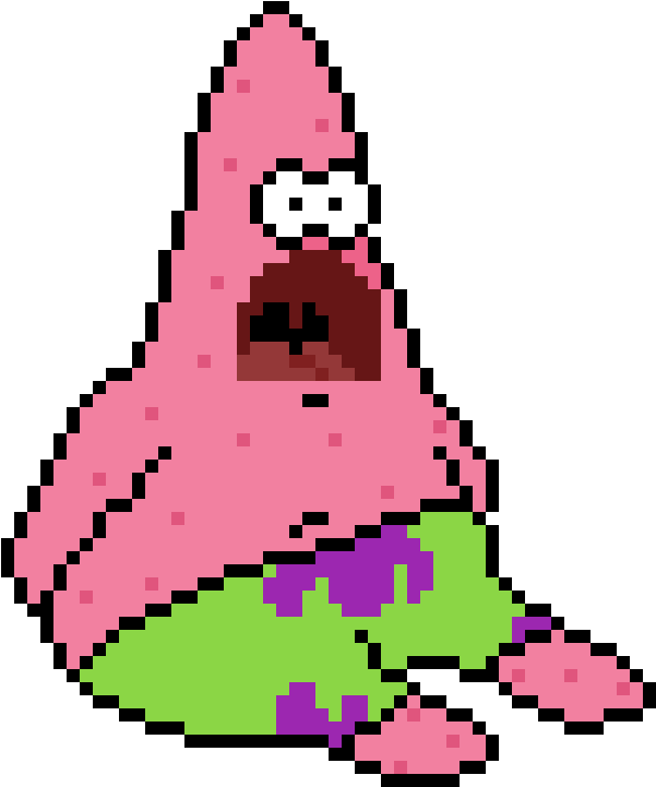 Pixelated Patrick Star Surprised PNG
