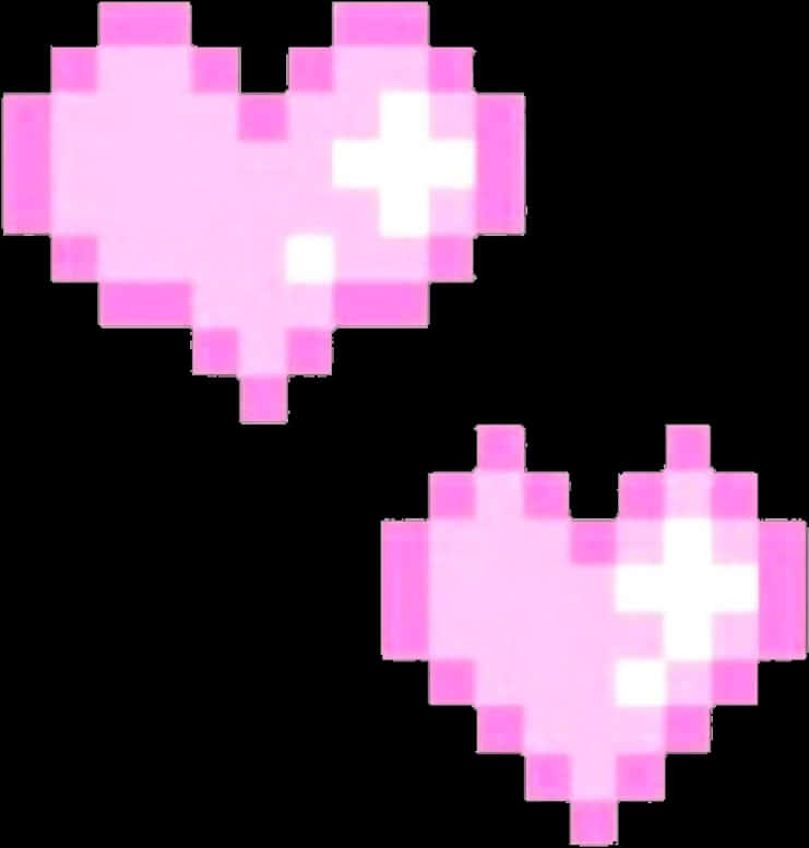Pixelated Pink Hearts PNG