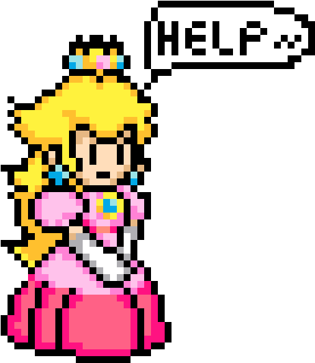 Pixelated Princess Peach Help Sign PNG