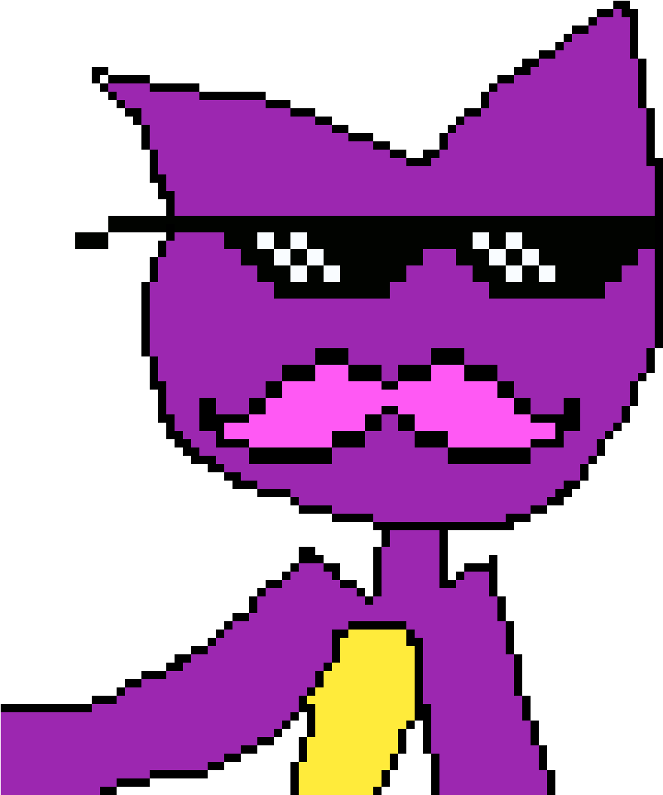 Pixelated Purple Cat Meme PNG