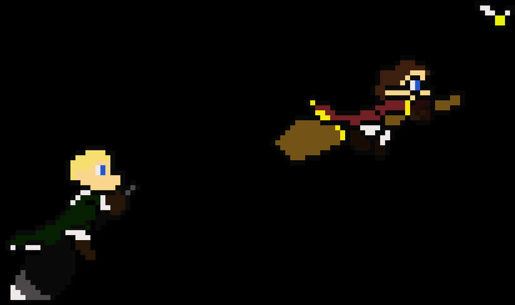 Pixelated Quidditch Chase PNG