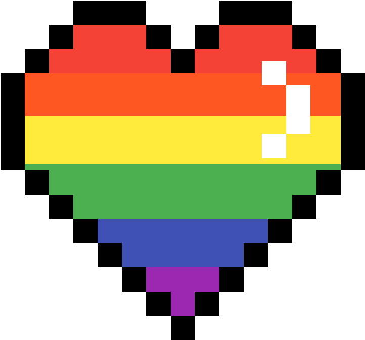 Pixelated Rainbow Heart PNG