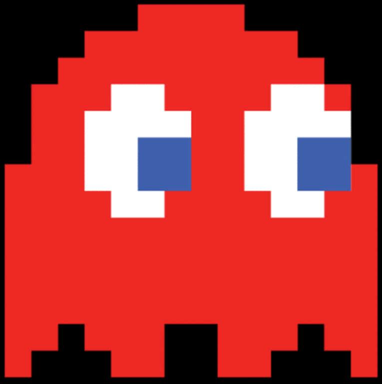Pixelated Red Ghost Pacman PNG