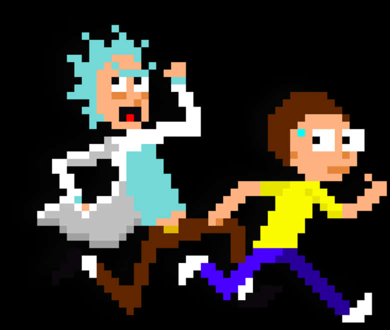 Pixelated Rickand Morty Adventure PNG