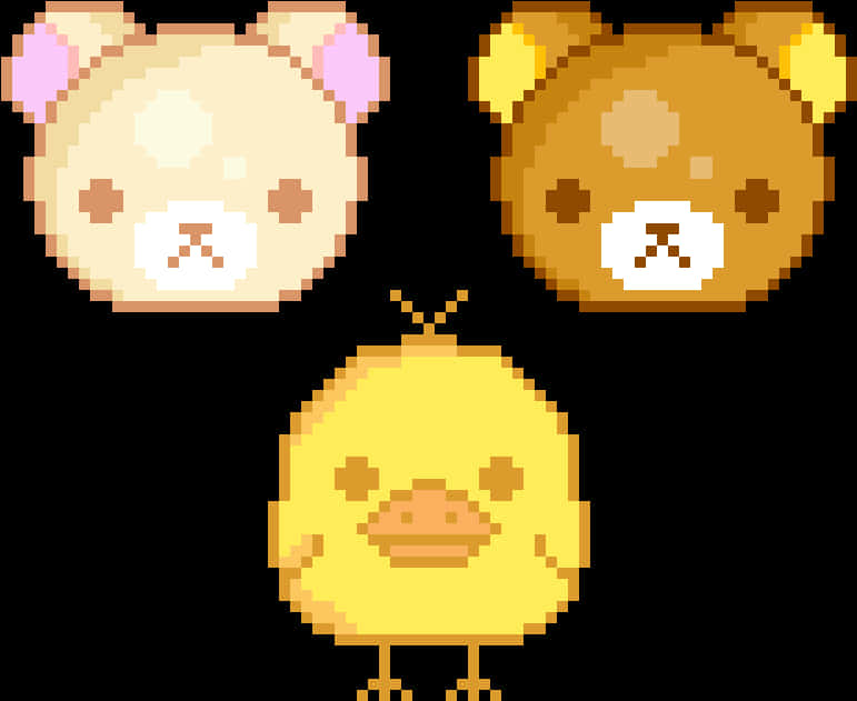 Pixelated Rilakkuma Friends PNG