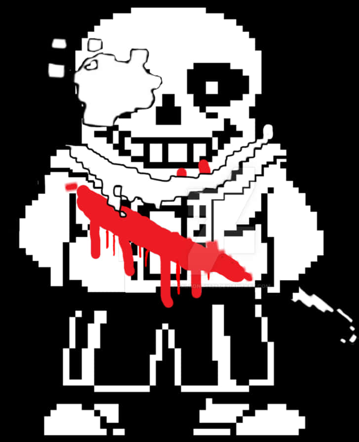 Pixelated Sans With Blood PNG