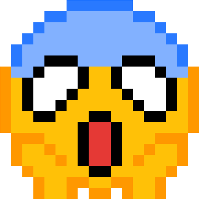 Pixelated Shocked Face Emoji PNG