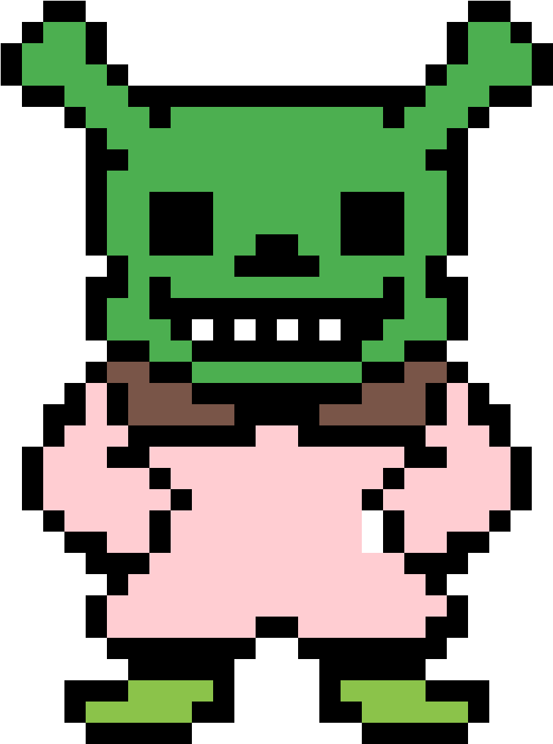 Pixelated Shrek Character Art PNG