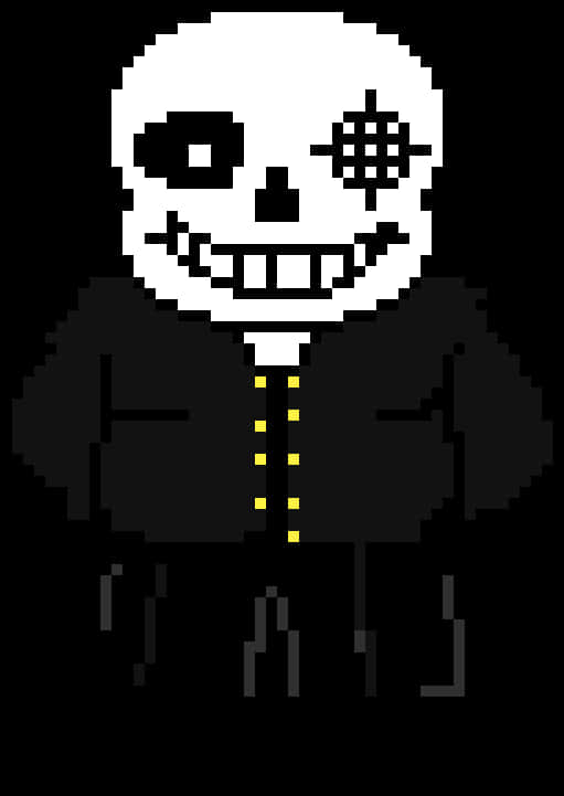 Pixelated Skeleton Character PNG