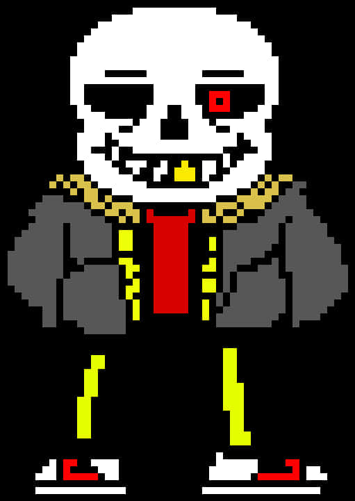Pixelated Skeleton Character Sans PNG