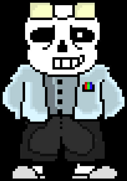 Pixelated Skeleton Character Sans PNG