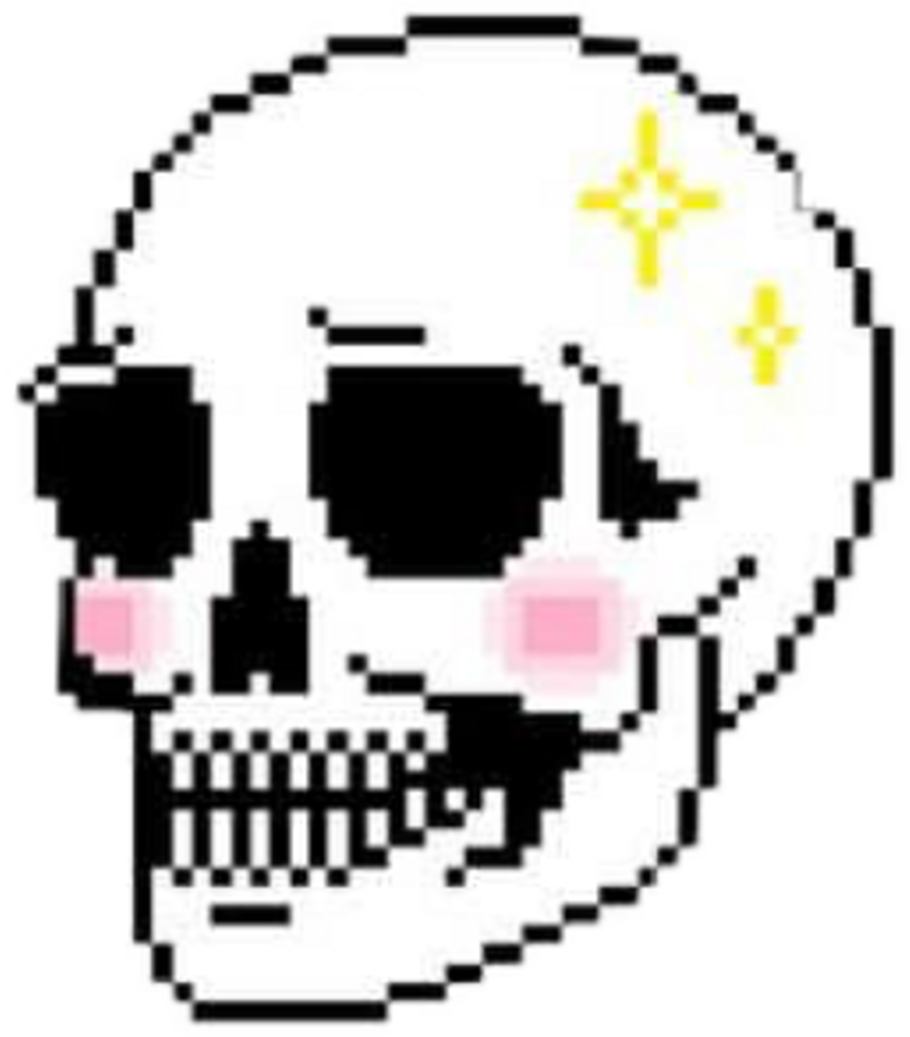 Pixelated Skullwith Pink Cheeks PNG