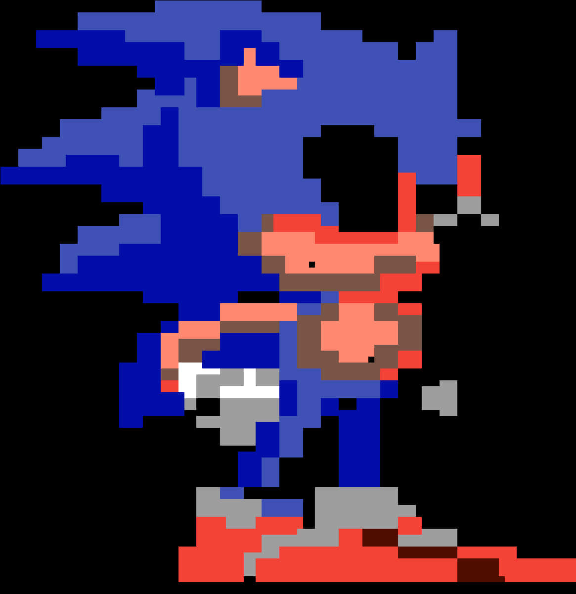 Pixelated Sonic Character PNG
