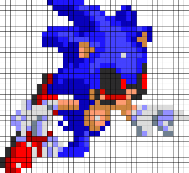 Pixelated Sonic E X E Portrait PNG