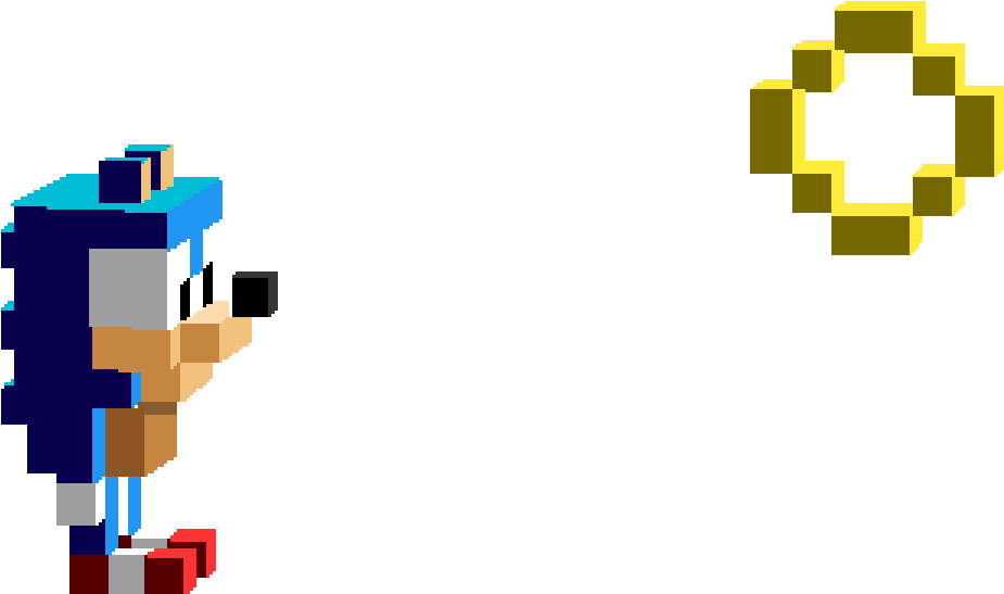 Pixelated Sonicand Golden Ring PNG