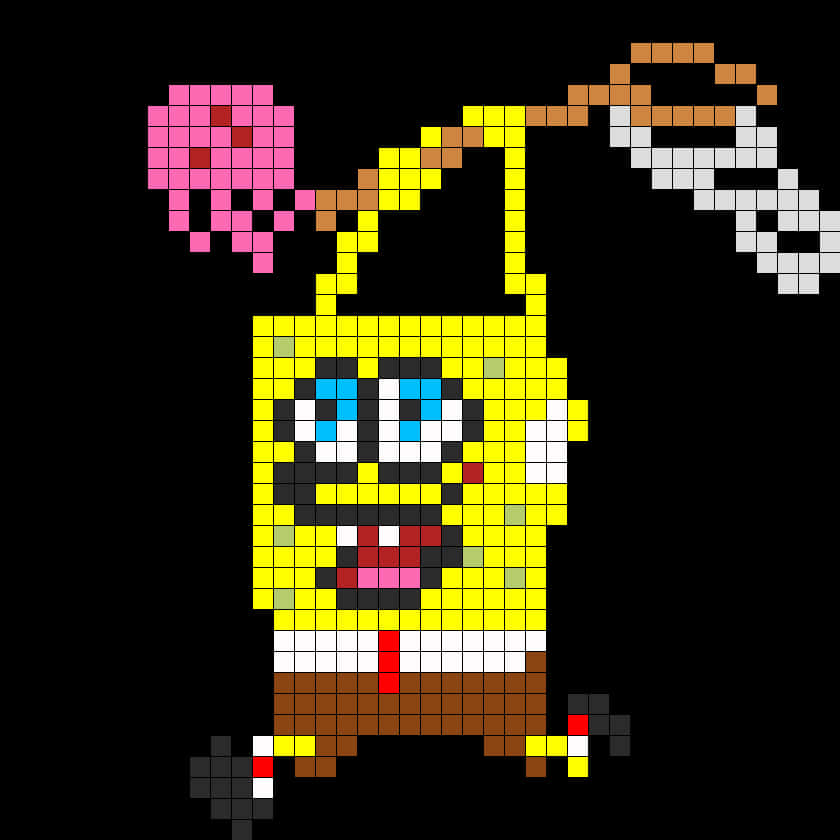 Pixelated Sponge Bob Jellyfishing PNG