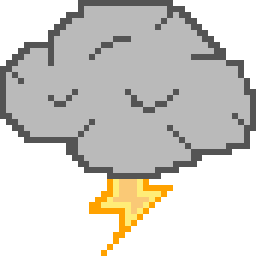 Pixelated Storm Cloudwith Lightning PNG