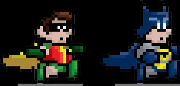 Pixelated Superhero Duo PNG