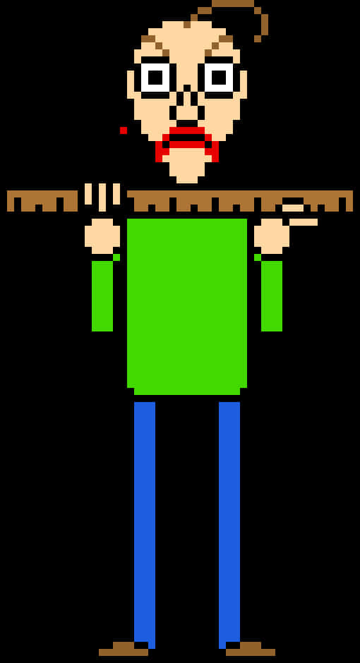 Pixelated Teacher With Ruler PNG