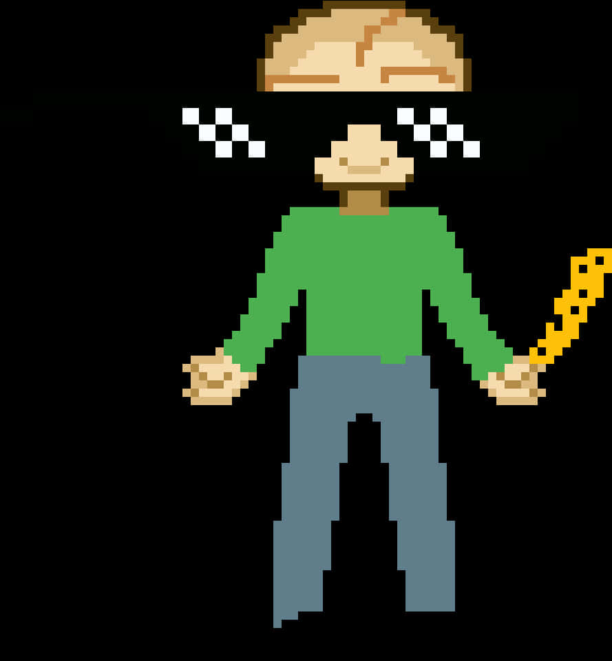 Pixelated Thug Life Character PNG