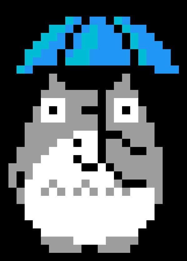 Pixelated Totoro Portrait PNG