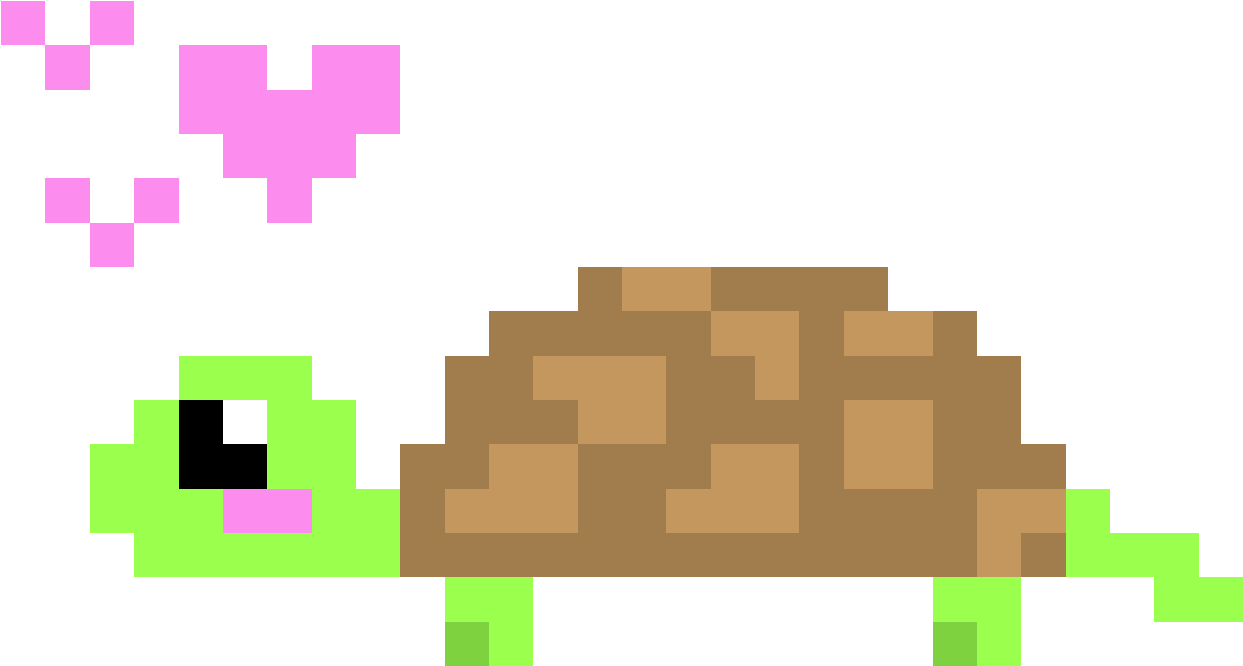 Pixelated Turtlewith Hearts PNG