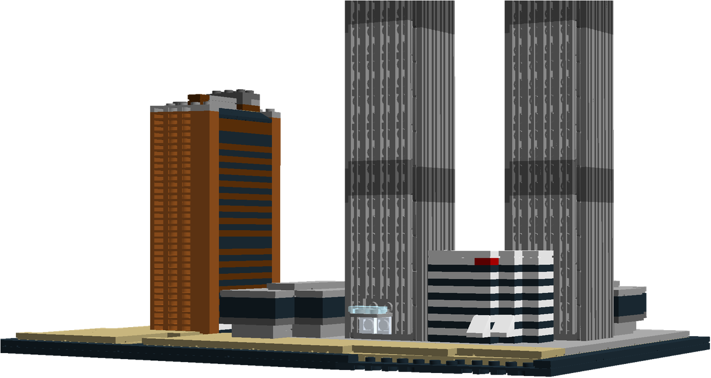 Pixelated Twin Towers Rendering PNG
